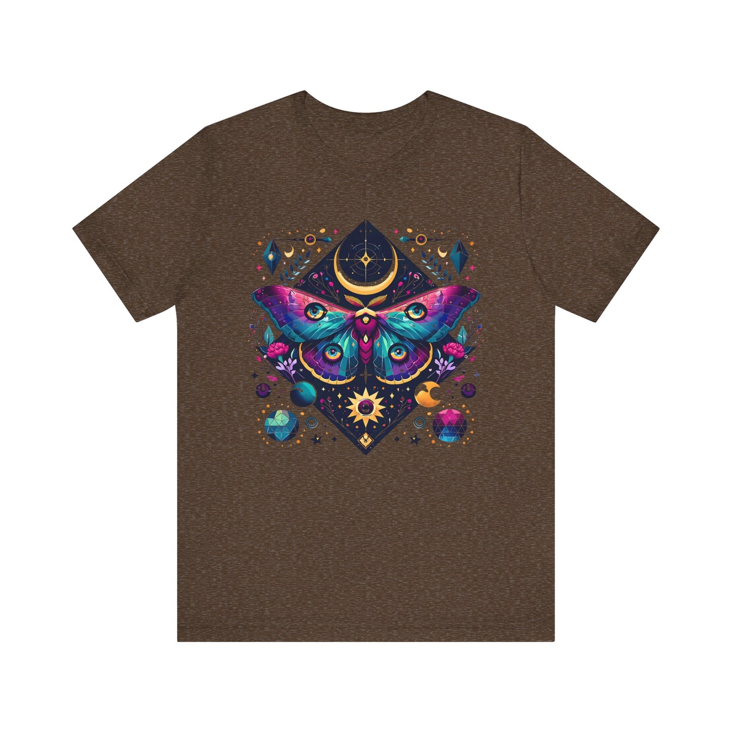 Colorful Luna Moth T-Shirt, Unisex Tee, Short Sleeve Shirt, Nature Lover Gift, Butterfly Print Shirt