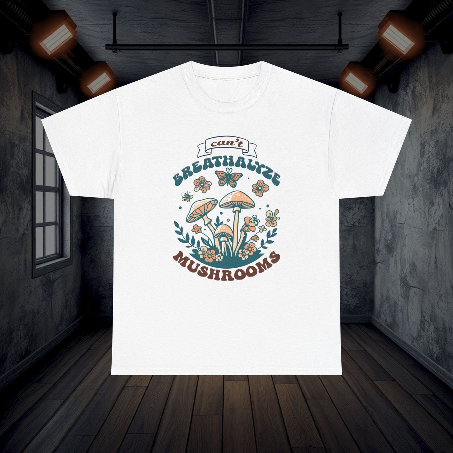 Can't Breathalyze Mushrooms Tee Shirt, Unisex Cotton Tshirt, Fungi Lover Gift, Funny Mycology Shirt, Mushroom Apparel, Botanical Clothing