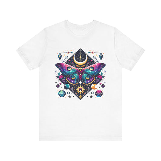 Colorful Luna Moth T-Shirt, Unisex Tee, Short Sleeve Shirt, Nature Lover Gift, Butterfly Print Shirt