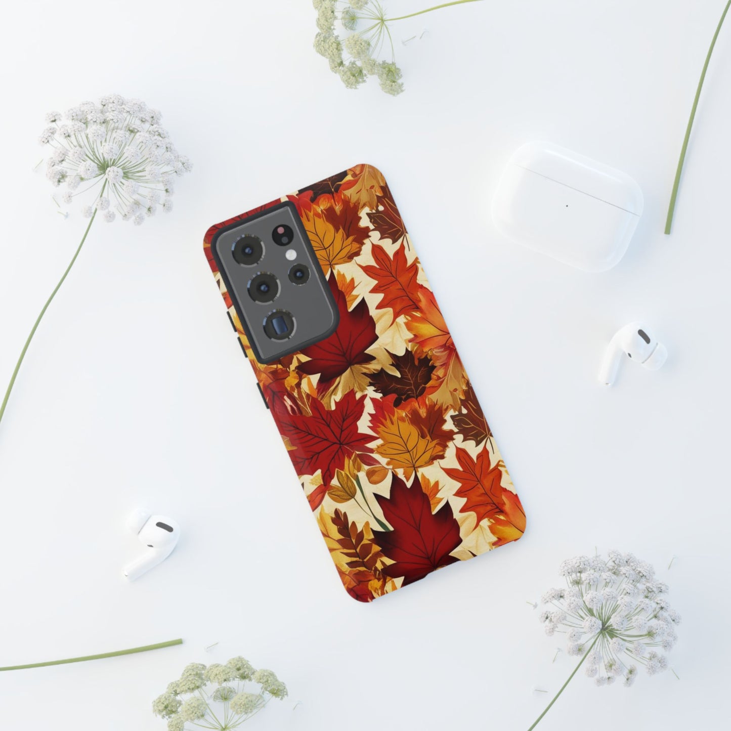 Phone Case, Autumn Leaves Tough Phone Cover, Protective Fall Leaf Colors Case, Rugged Smartphone Shell, Impact Resistant Cover, Protective