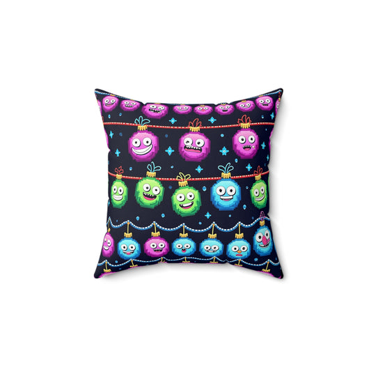 Emoji Christmas Pillow, Holiday Decor, Festive Cushion, Xmas Emoji Pillow, Square Throw Pillow