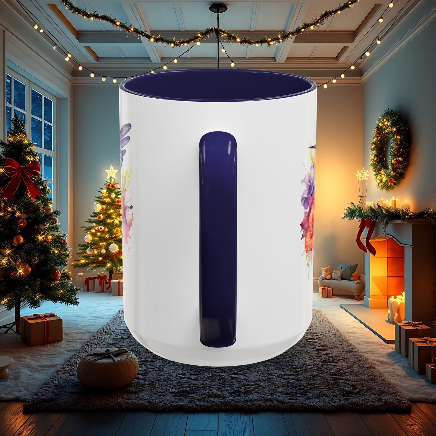 Watercolor Humming Bird Mug, Floral Bird Coffee Cup, Nature Lover Gift, Birdwatcher Mug, Unique Hand Painted Mug, 11oz 15oz Mug